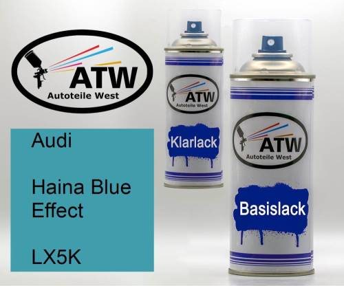 Audi, Haina Blue Effect, LX5K: 400ml Sprühdose + 400ml Klarlack - Set, von ATW Autoteile West.